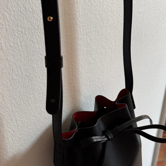 Mansur Gavriel Black and Red Mini Bucket Bag - Picture 5 of 11